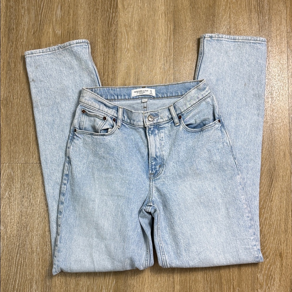 Abercrombie & Fitch 90s Straight Low Rise Curve Love Jeans size 27 Long Tall - Picture 5 of 12